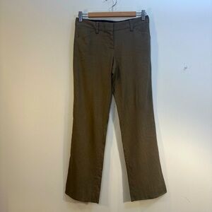 DKNY Linen Blend Olive Army Green Straight Leg Trouser Pants Sz 2 Stretch Women